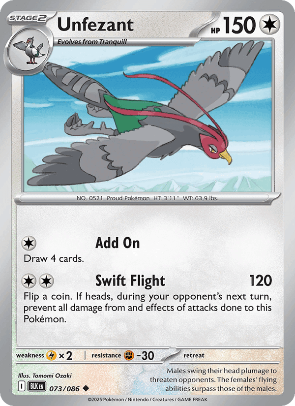 Unfezant, card 073 from Black Bolt