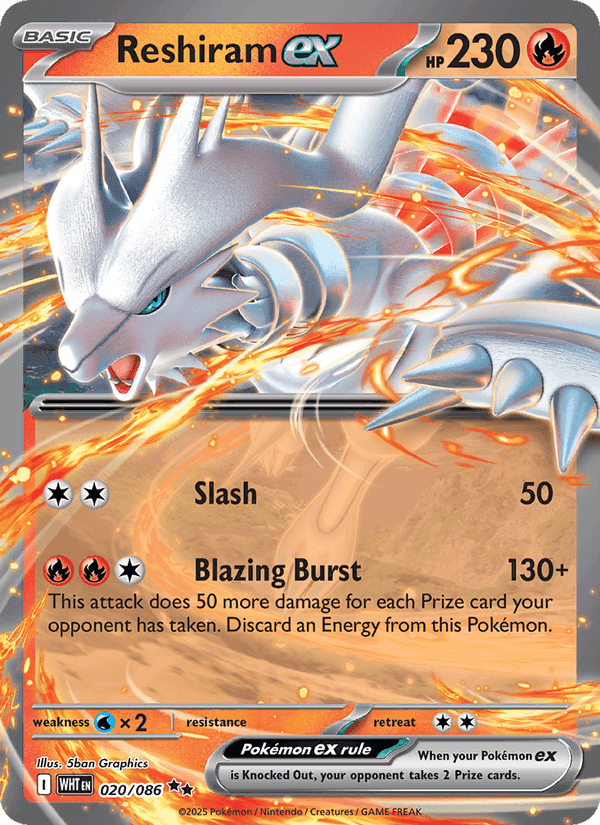 Reshiram ex, card 020 from White Flare