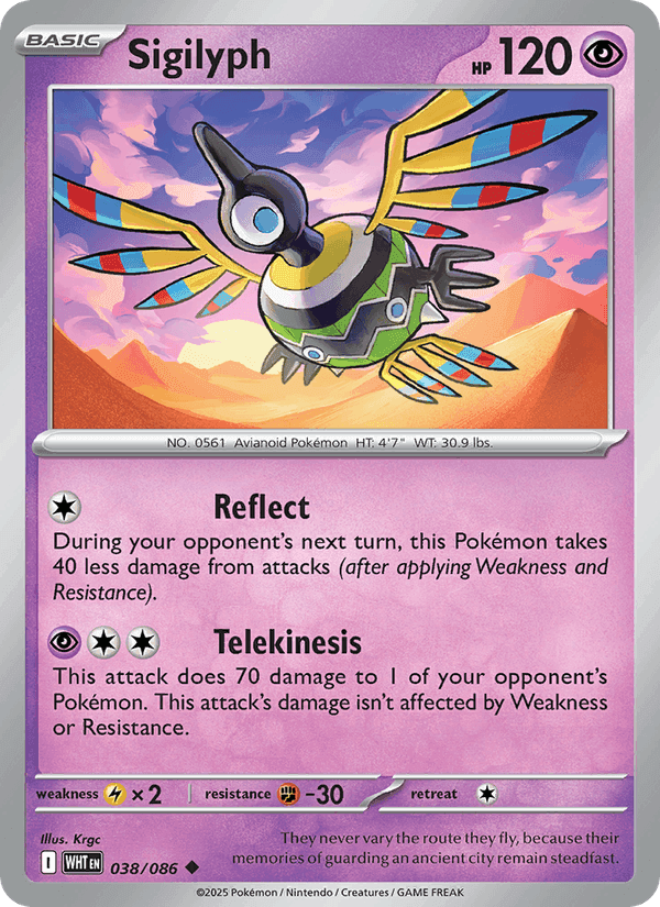 Sigilyph, card 038 from White Flare