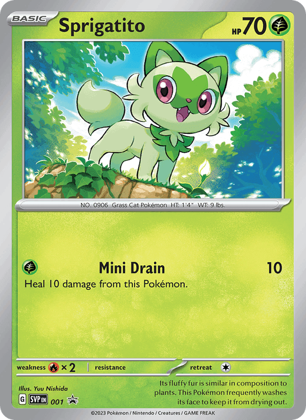 Sprigatito, card 001 from SVP Black Star Promos