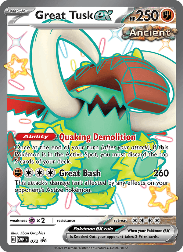 Great Tusk ex, card 072 from SVP Black Star Promos