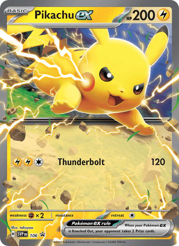 Pikachu ex, card 106 from SVP Black Star Promos