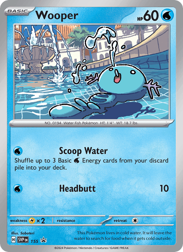 Wooper, card 155 from SVP Black Star Promos