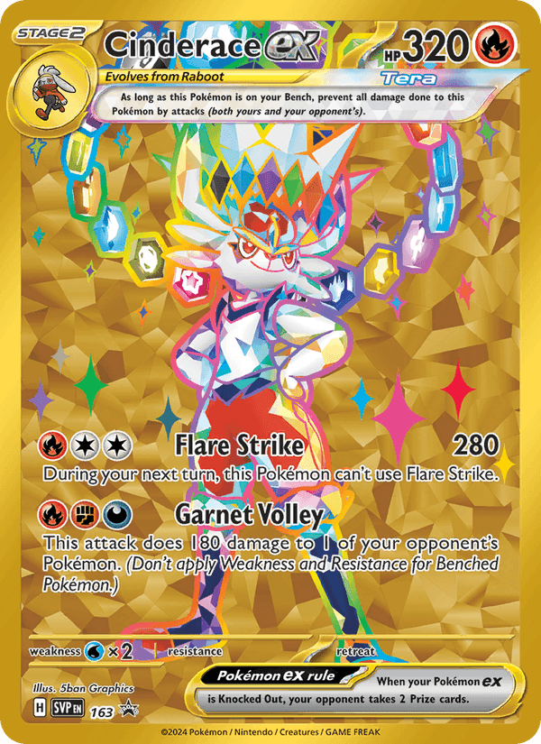 Cinderace ex, card 163 from SVP Black Star Promos