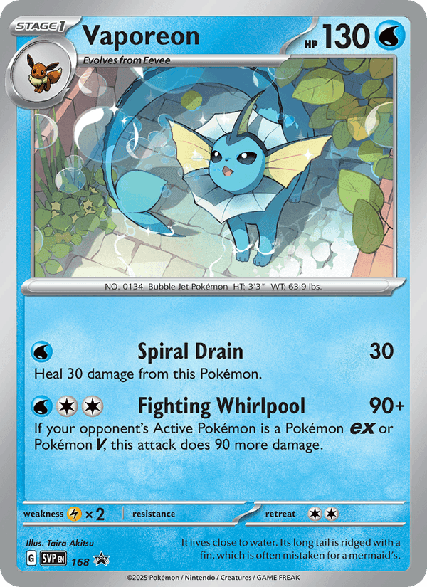 Vaporeon, carte 168 de SVP Black Star Promos