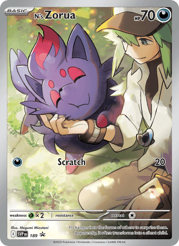 N's Zorua, card 189 from SVP Black Star Promos