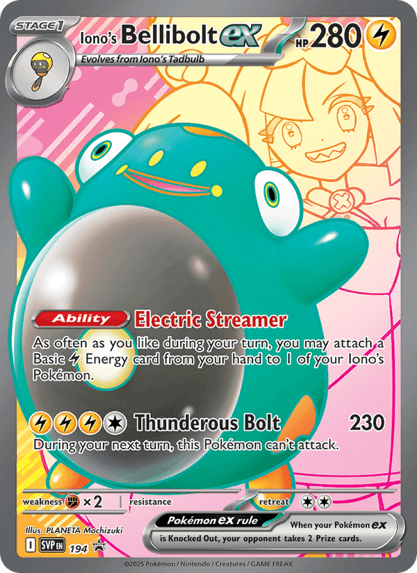 Iono's Bellibolt ex, card 194 from SVP Black Star Promos