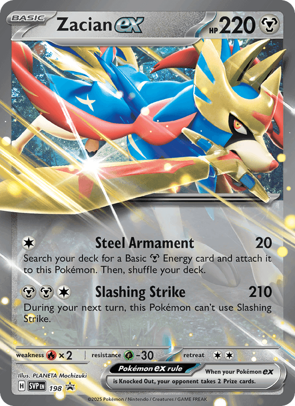 Zacian ex, card 198 from SVP Black Star Promos