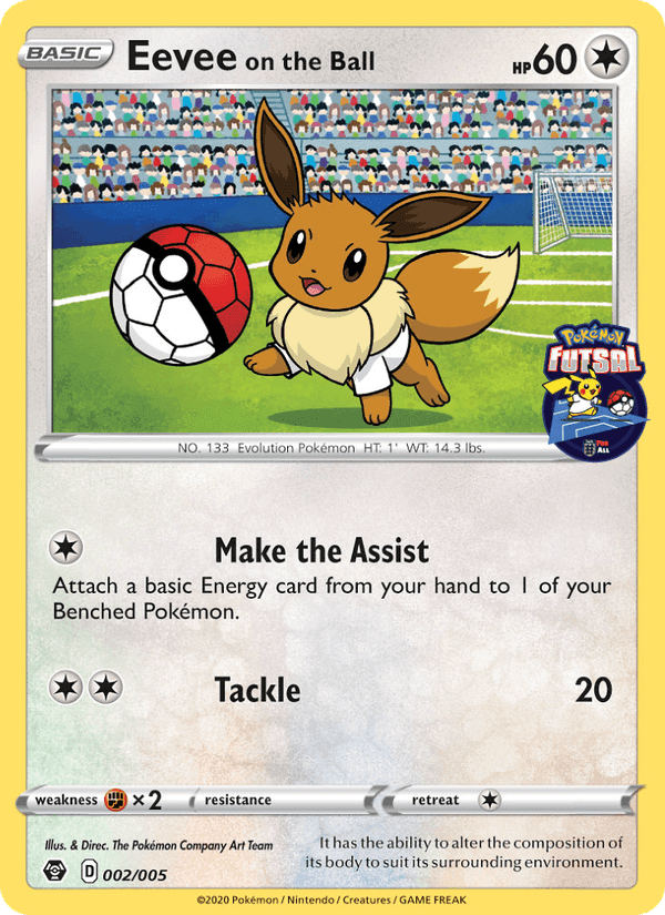 Eevee on the Ball, card 2 from Pokémon Futsal 2020