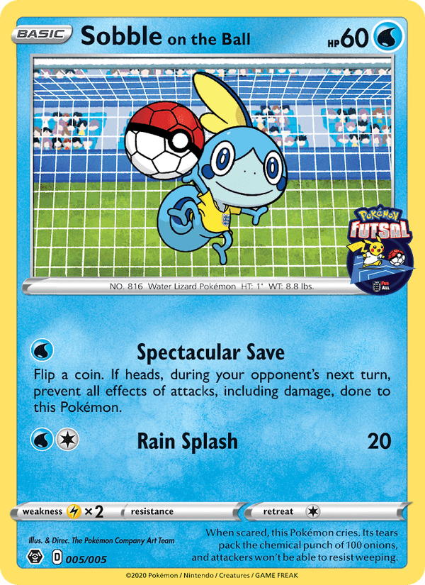 Sobble on the Ball, card 5 from Pokémon Futsal 2020