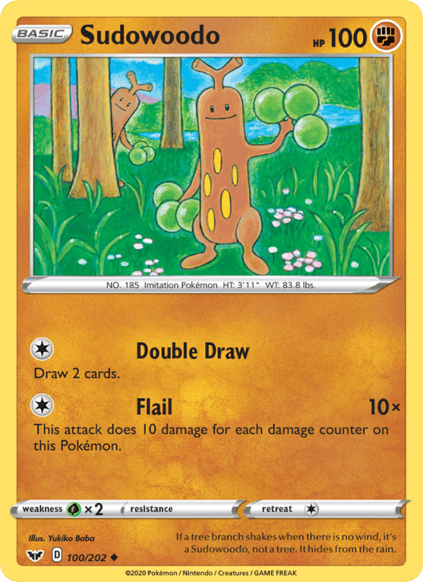 Sudowoodo, card 100 from Sword & Shield