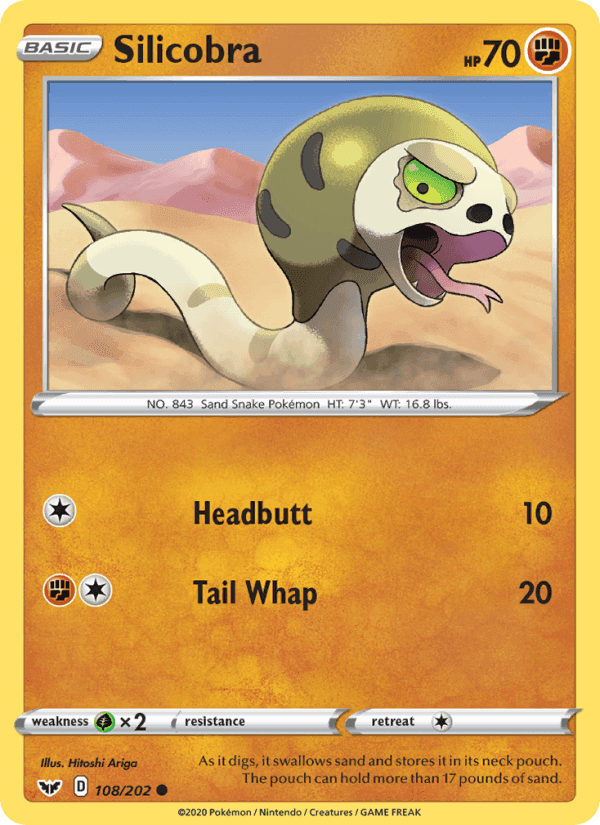 Silicobra, card 108 from Sword & Shield