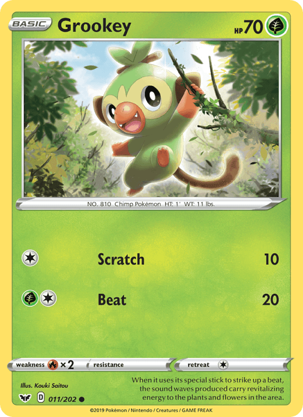 Grookey, carte 11 de Sword & Shield