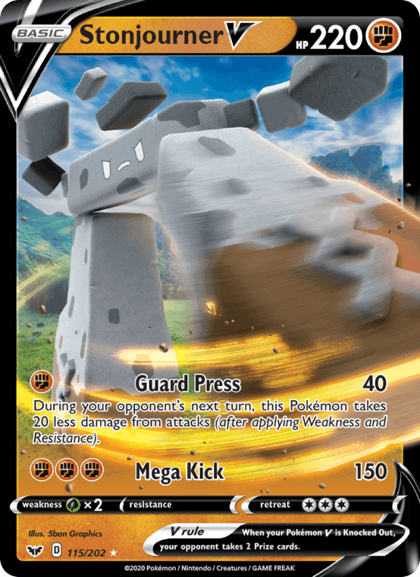 Stonjourner V, card 115 from Sword & Shield