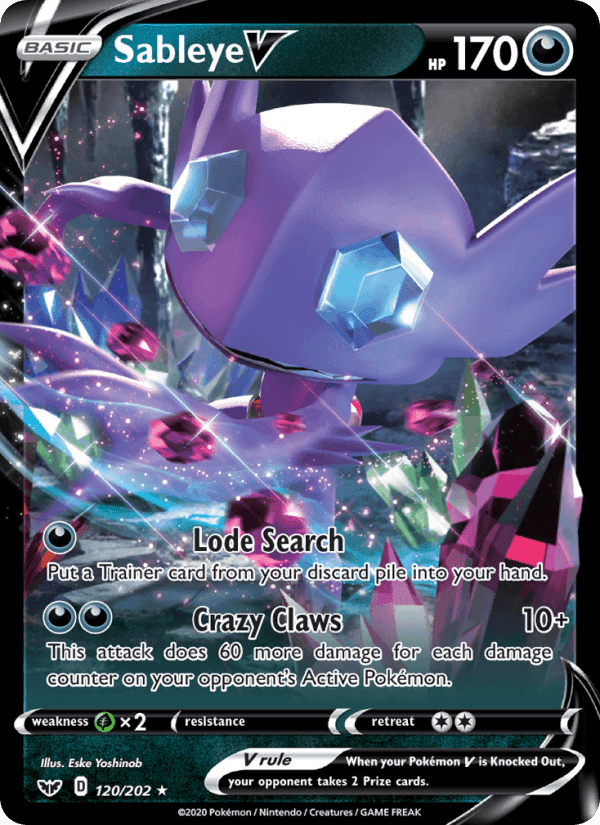 Sableye V, card 120 from Sword & Shield