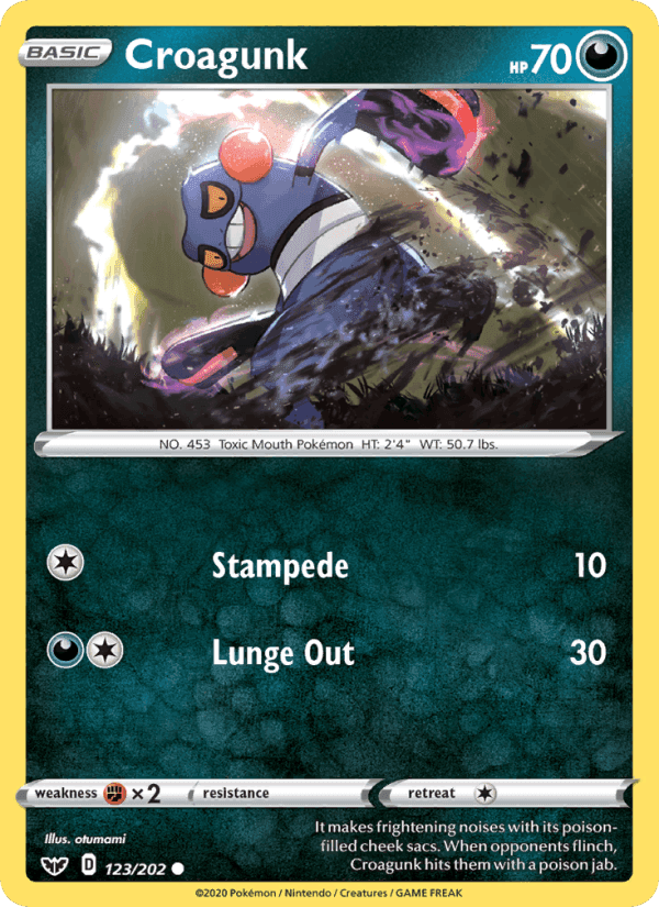 Croagunk, card 123 from Sword & Shield