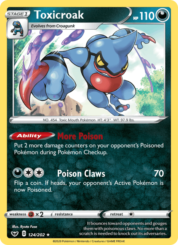 Toxicroak, card 124 from Sword & Shield