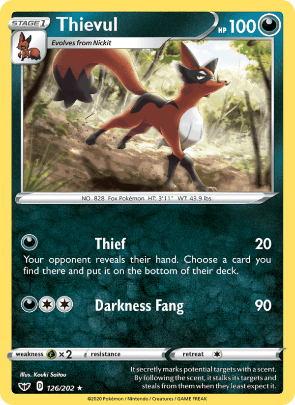 Thievul, card 126 from Sword & Shield