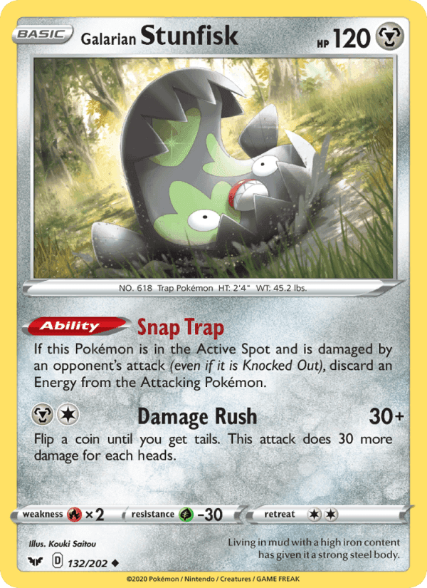 Galarian Stunfisk, card 132 from Sword & Shield