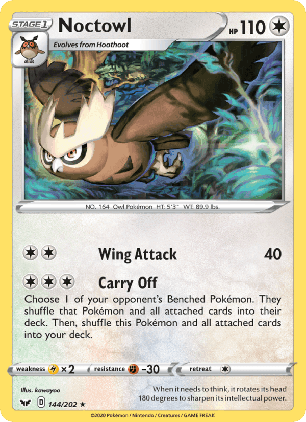 Noctowl, card 144 from Sword & Shield