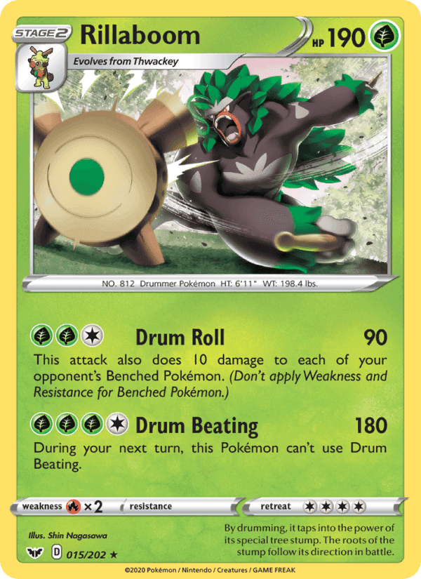Rillaboom, card 15 from Sword & Shield