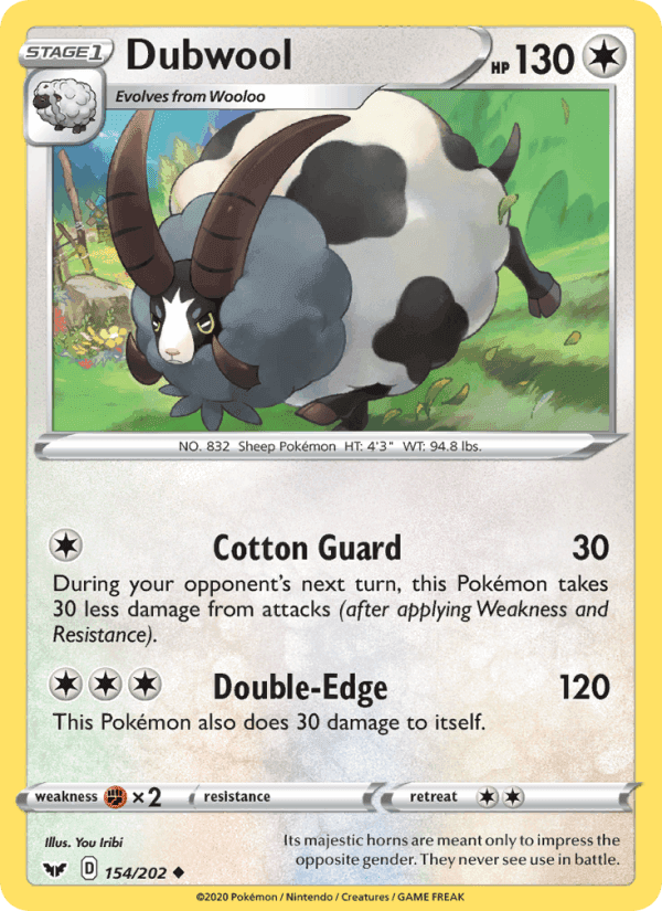 Dubwool, card 154 from Sword & Shield