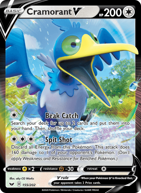 Cramorant V, card 155 from Sword & Shield