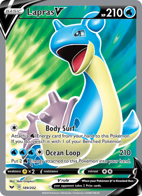 Lapras V, card 189 from Sword & Shield