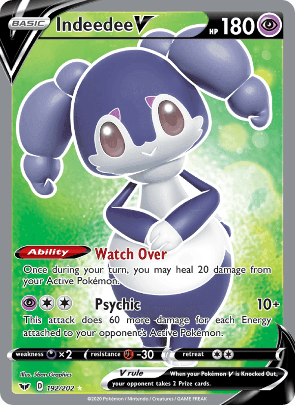 Indeedee V, card 192 from Sword & Shield