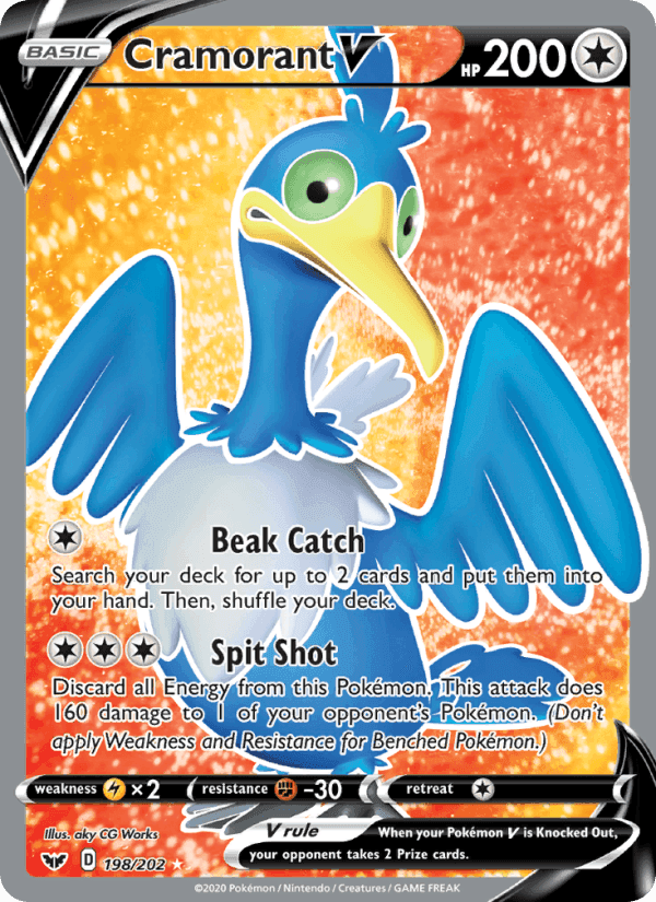 Cramorant V, card 198 from Sword & Shield