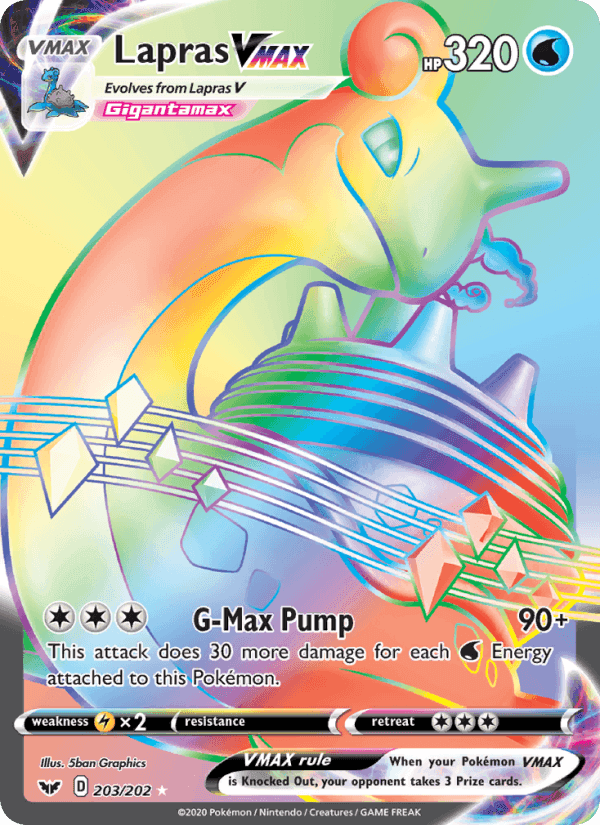 Lapras VMAX, card 203 from Sword & Shield
