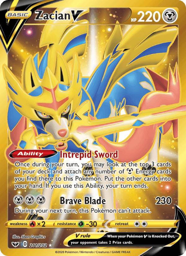 Zacian V, card 211 from Sword & Shield