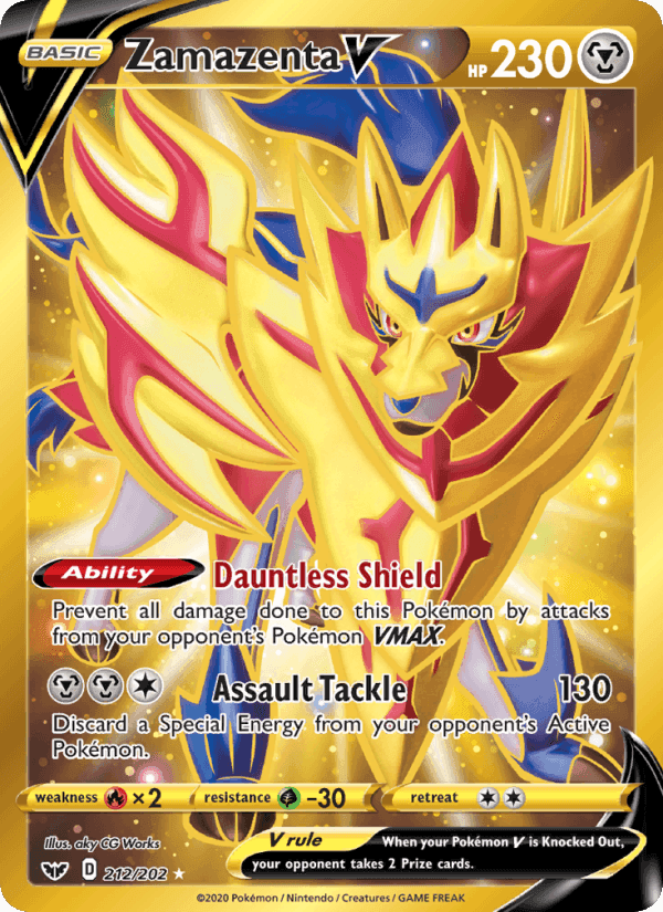 Zamazenta V, card 212 from Sword & Shield