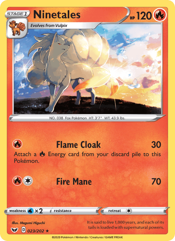 Ninetales, card 23 from Sword & Shield