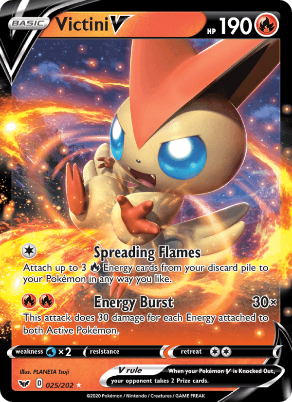 Victini V, card 25 from Sword & Shield