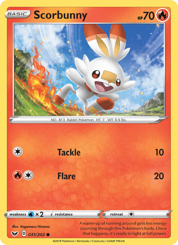 Scorbunny, card 31 from Sword & Shield