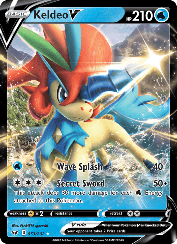 Keldeo V, carta 53 di Sword & Shield