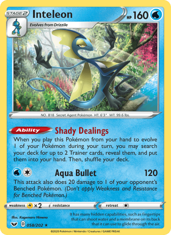 Inteleon, card 58 from Sword & Shield