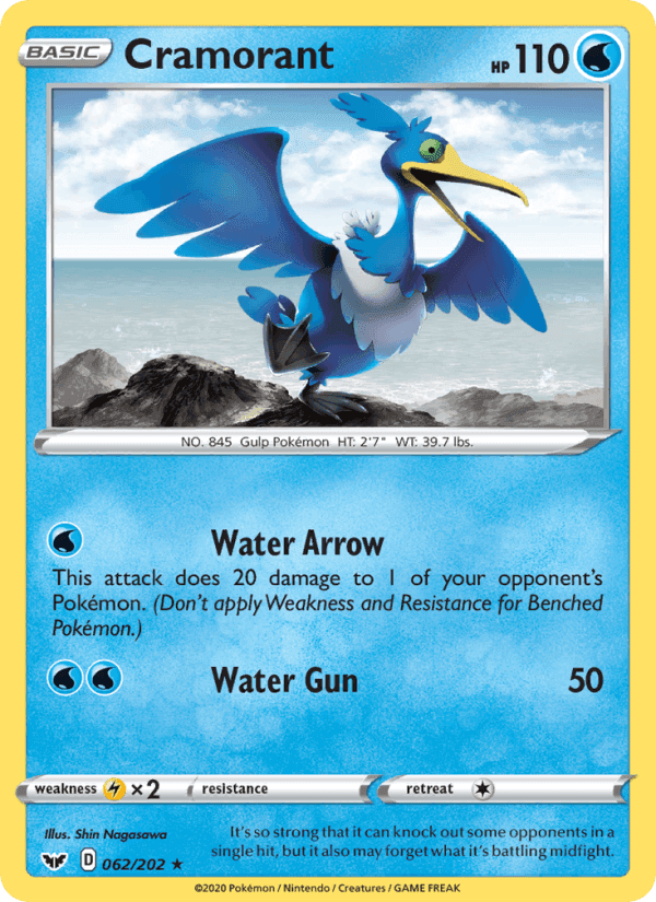 Cramorant, card 62 from Sword & Shield