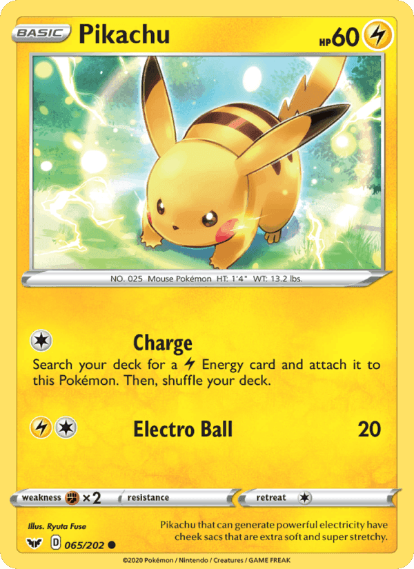 Pikachu, card 65 from Sword & Shield