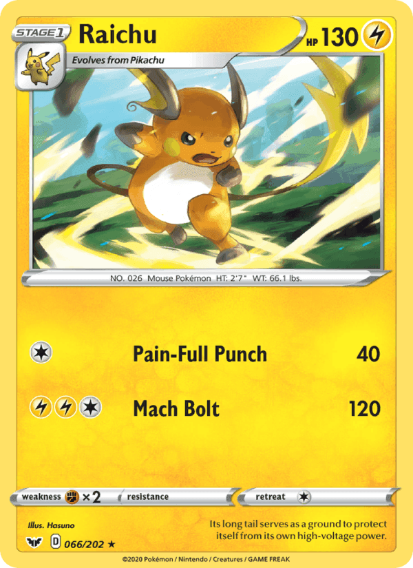 Raichu, card 66 from Sword & Shield