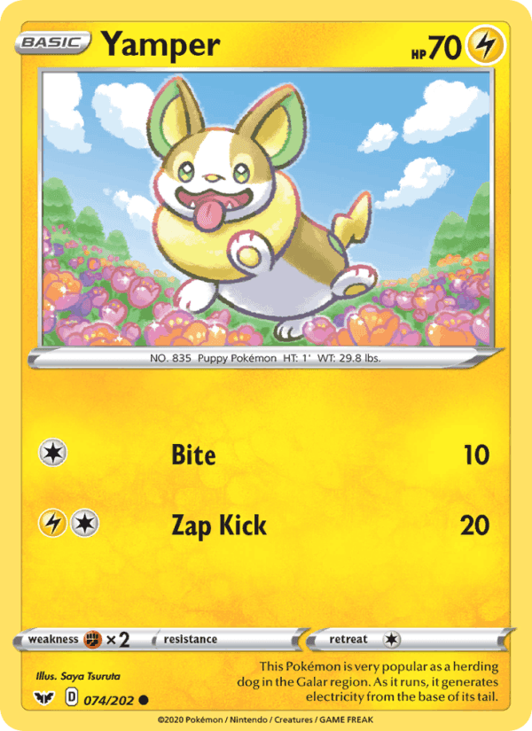 Yamper, card 74 from Sword & Shield