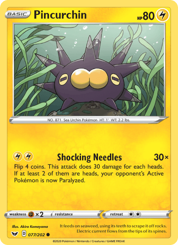 Pincurchin, card 77 from Sword & Shield