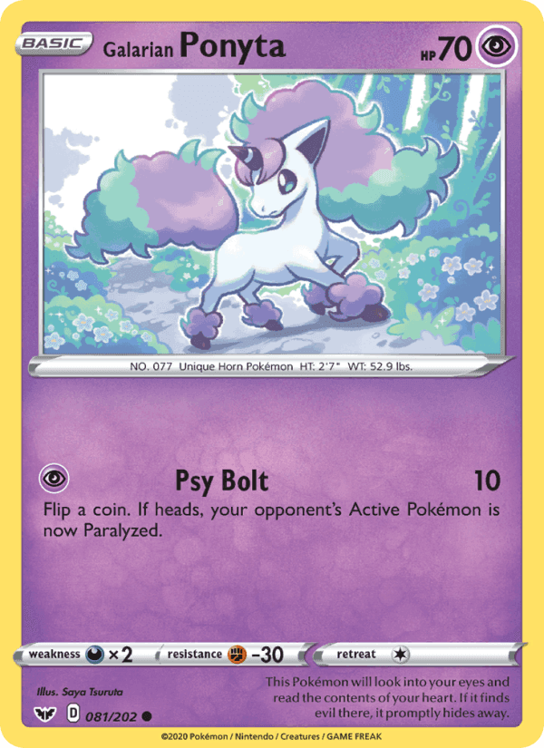 Galarian Ponyta, card 81 from Sword & Shield