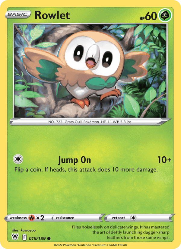 Rowlet, card 019 from Astral Radiance