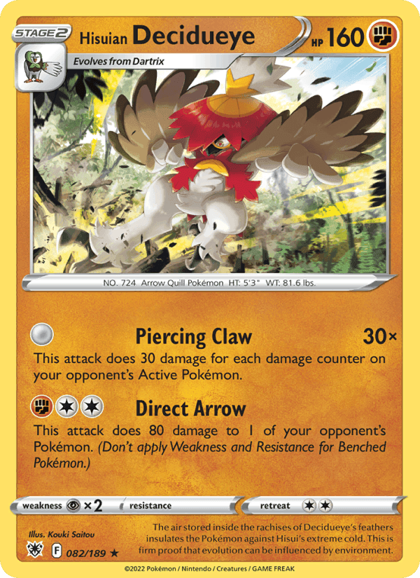 Hisuian Decidueye, card 082 from Astral Radiance