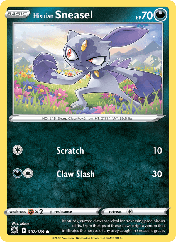 Hisuian Sneasel, card 092 from Astral Radiance