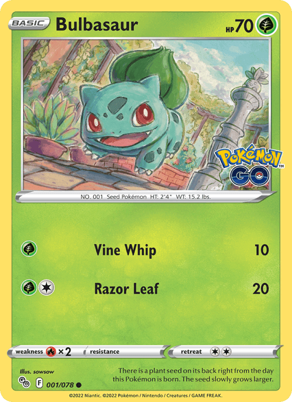Bulbasaur, card 001 from Pokémon GO