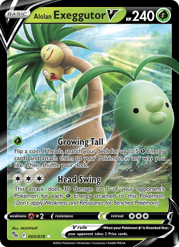 Alolan Exeggutor V, card 005 from Pokémon GO