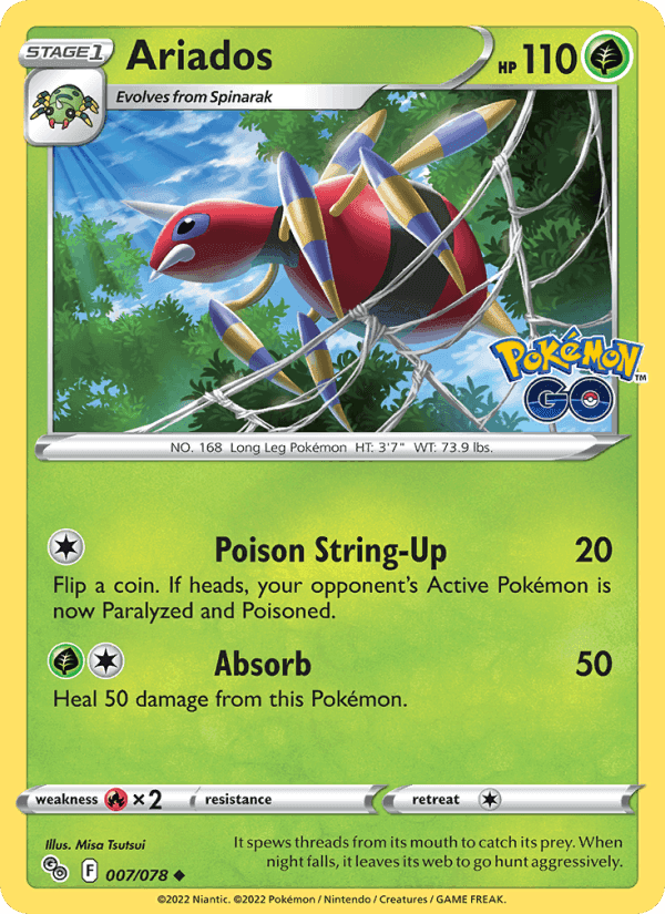 Ariados, card 007 from Pokémon GO